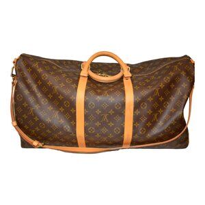 AUTHENTIC LOUIS VUITTON Monogram Bandouliere Keepall 60 Travel Bag